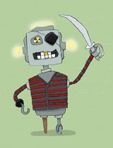 Robot Pirate greeting card