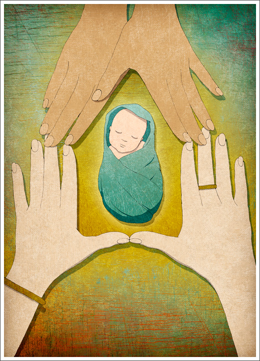 Editorial Illustration - Baltimore Magazine: Home Birth © RAWTOASTDESIGN