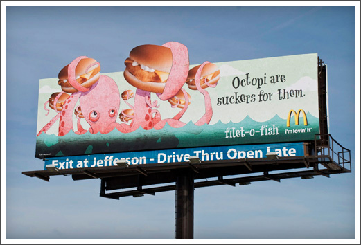 McDonalds Billboards Advertising Illustration Filet-O-Fish Octopus © RAWTOASTDESIGN