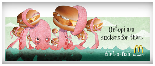 McDonalds Billboard Advertising Illustration Filet-O-Fish Octopus © RAWTOASTDESIGN
