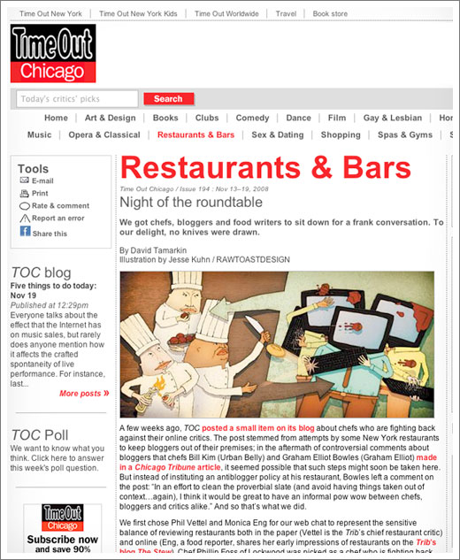 Time Out Chicogo, Restaurants and Bars, Chefs, Bloggers, Food Writers, Jesse Kuhn, RAWTOASTDESIGN
